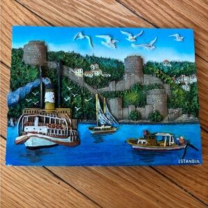 Istanbul 3D Wall Art with Boats and Castle
